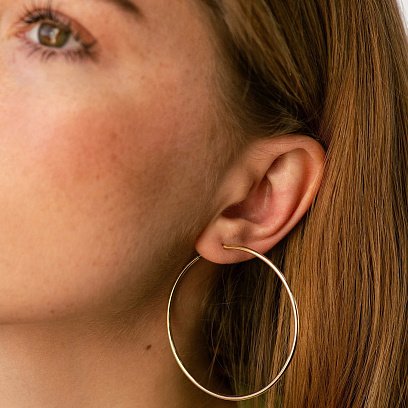 Сережки - кільця в жовтому золоті (5.3 см) с08770 №3