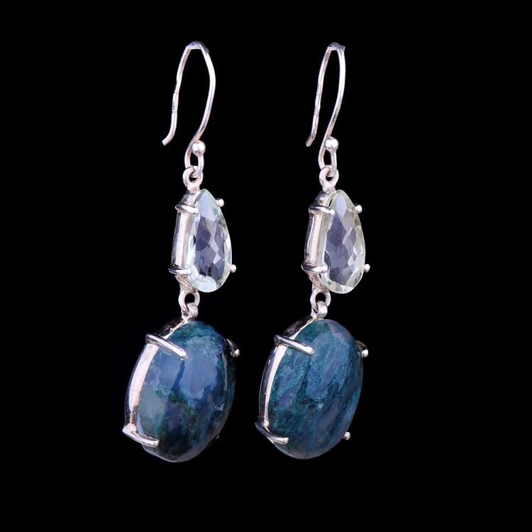 Серьги (агат, кварц) 121326 от ювелирного магазина Оникс - 3