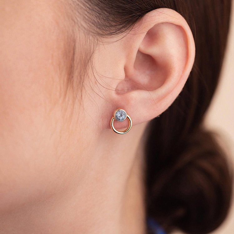 Сережки - пусети "Ейпріл" з топазами (жовте золото) с08225 від ювелірного магазину Онікс - 1