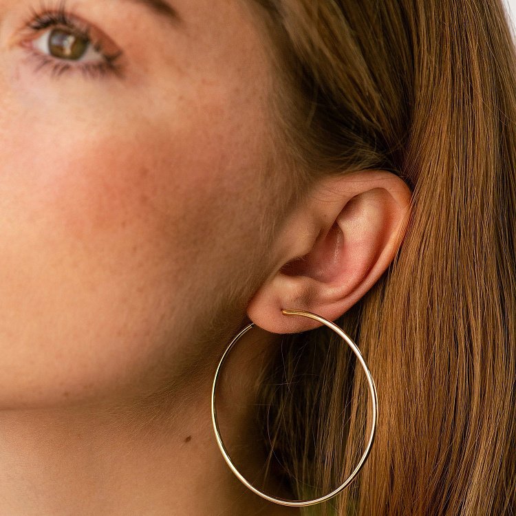 Сережки - кільця в жовтому золоті (5.3 см) с08770 від ювелірного магазину Онікс - 2