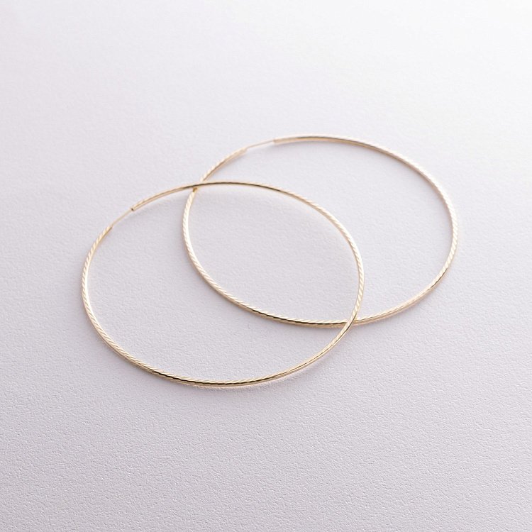 Серьги - кольца в желтом золоте (7.3 см) с08600 от ювелирного магазина Оникс - 1