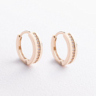 Серьги - кольца с фианитами (желтое золото) с09706 от ювелирного магазина Оникс