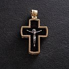 Мужской православный крест из эбенового дерева и золота "Распятие" п00225ж от ювелирного магазина Оникс - 2