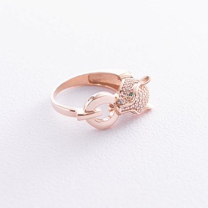 Каблучка "Пантера" в червоному золоті (фіаніти) к05276