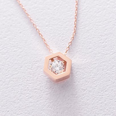 Золоте кольє "Шестиугольник" з фіанітом кол01898 №3