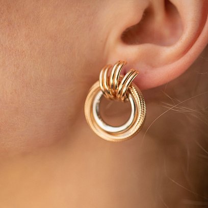 Золотые серьги "Кольца" с08366 №7