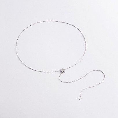 Серебряное колье - галстук "Звездочки" с фианитами 1467 №4