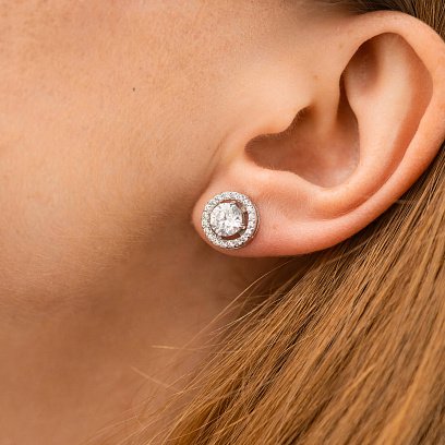 Золотые серьги - пусеты 2 в 1 с фианитами с09067 №6