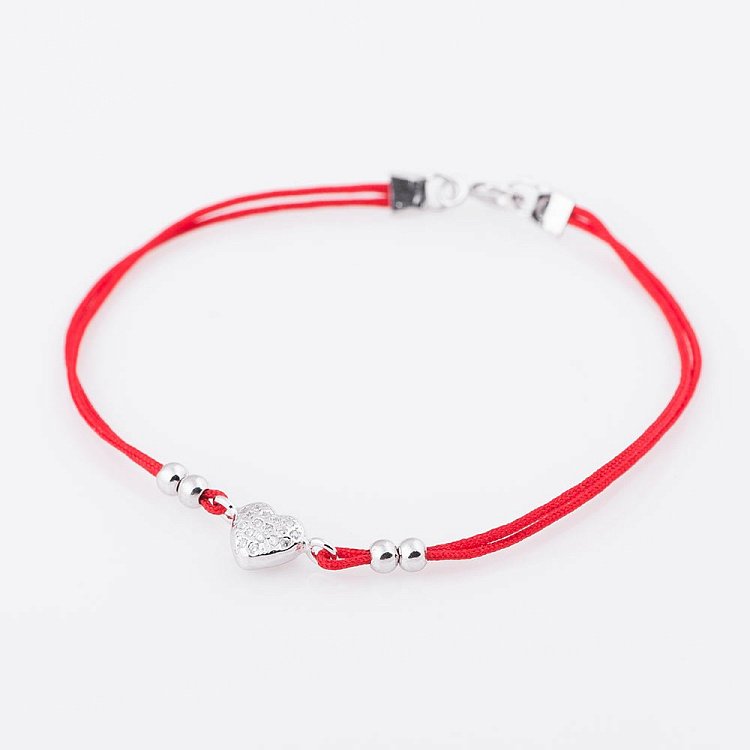 Браслет с красной нитью и сердечком 141163 от ювелирного магазина Оникс