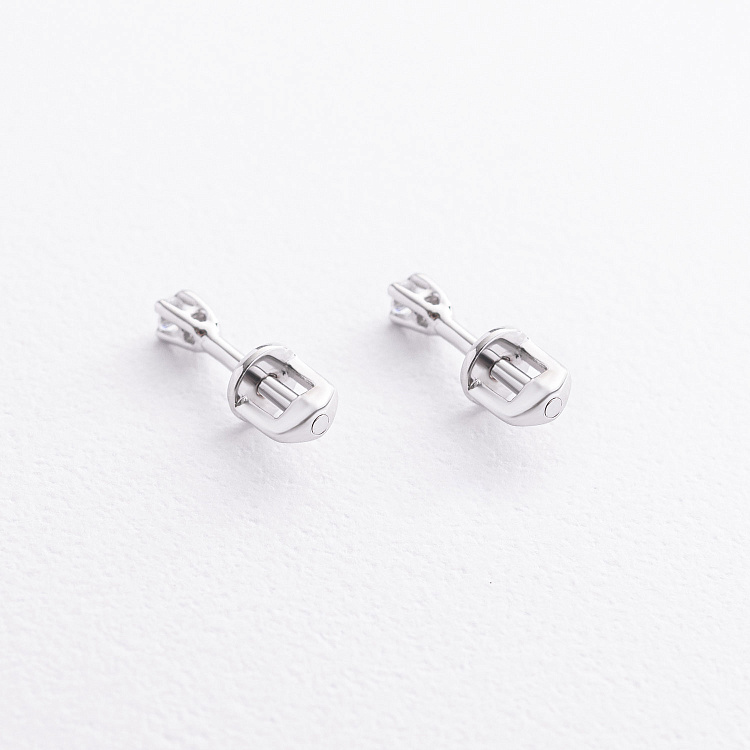 Сережки - пусети з фіанітами (біле золото) с09612 від ювелірного магазину Онікс - 2