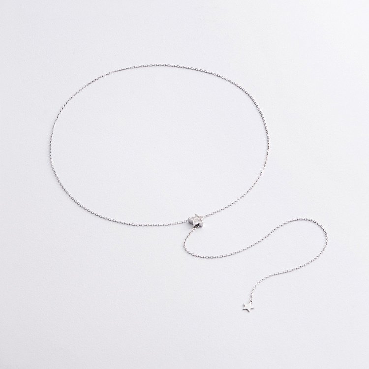 Серебряное колье - галстук "Звездочки" с фианитами 1467 от ювелирного магазина Оникс - 3