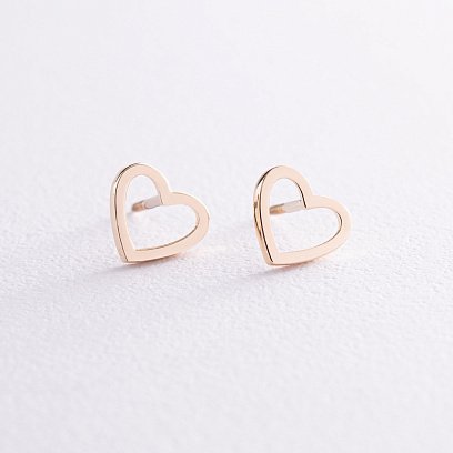 Сережки - пусети "Сердечки" у жовтому золоті с08171 №5