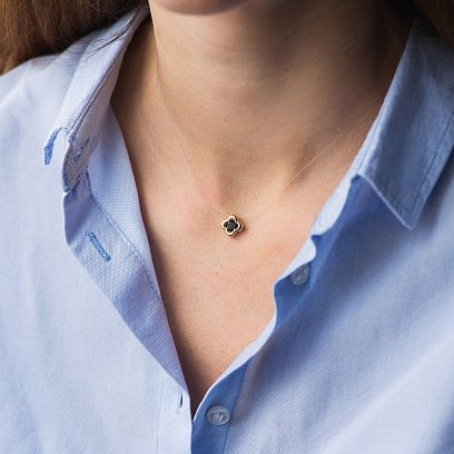 Золотое колье на леске "Клевер" кол01084 №2