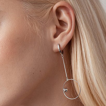 Срібні сережки "Асиметрія" 123188 №7