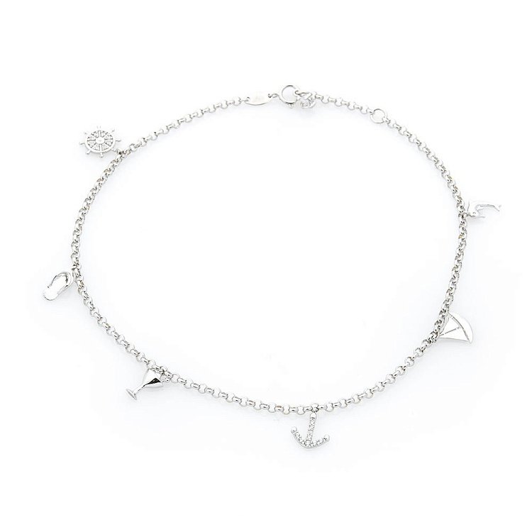 Золотой браслет на ногу (фианиты) б03286 от ювелирного магазина Оникс