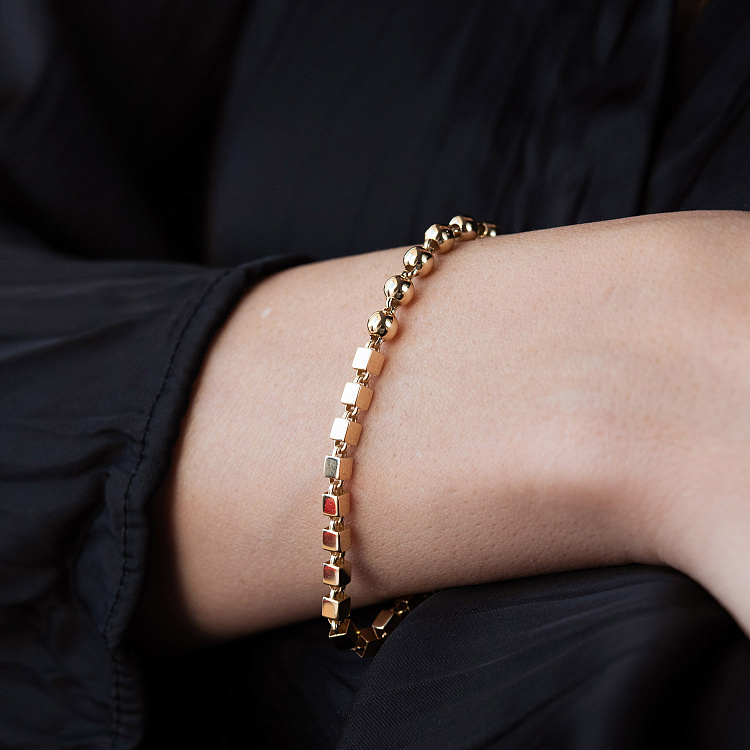 Золотой браслет "Кубики - шарики" б05397 от ювелирного магазина Оникс - 10