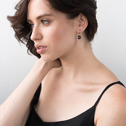 Золотые серьги "Влечение" (альмандин) с05296 №4