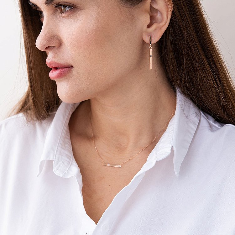 Золоте кольє з фіанітом кол01906 від ювелірного магазину Онікс - 1