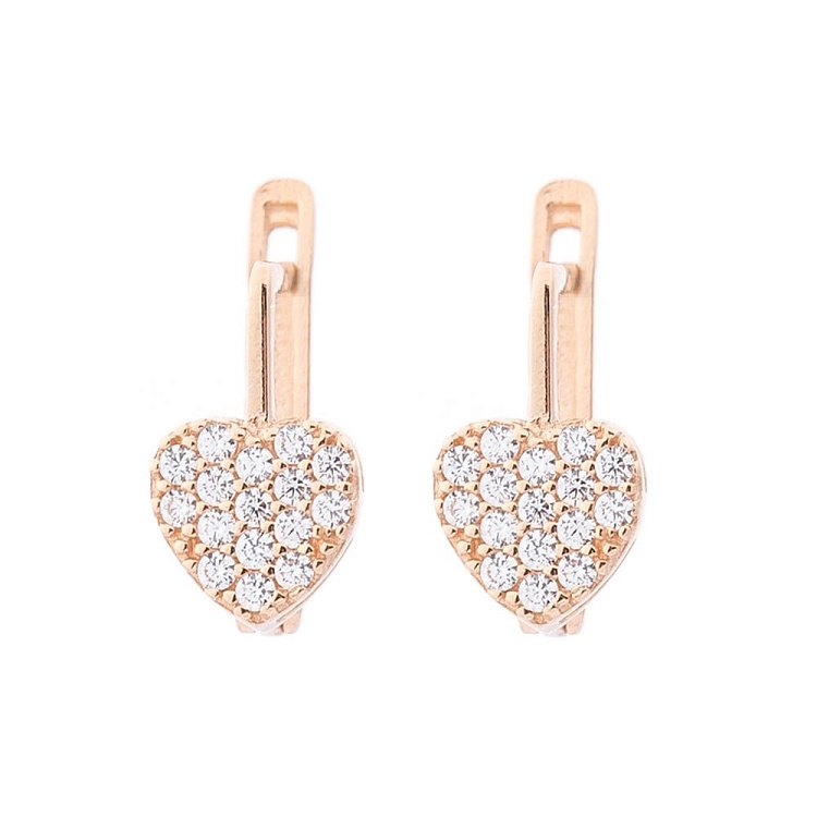 Золоті сережки "Сердечка" (фіаніт) с05966 від ювелірного магазину Онікс