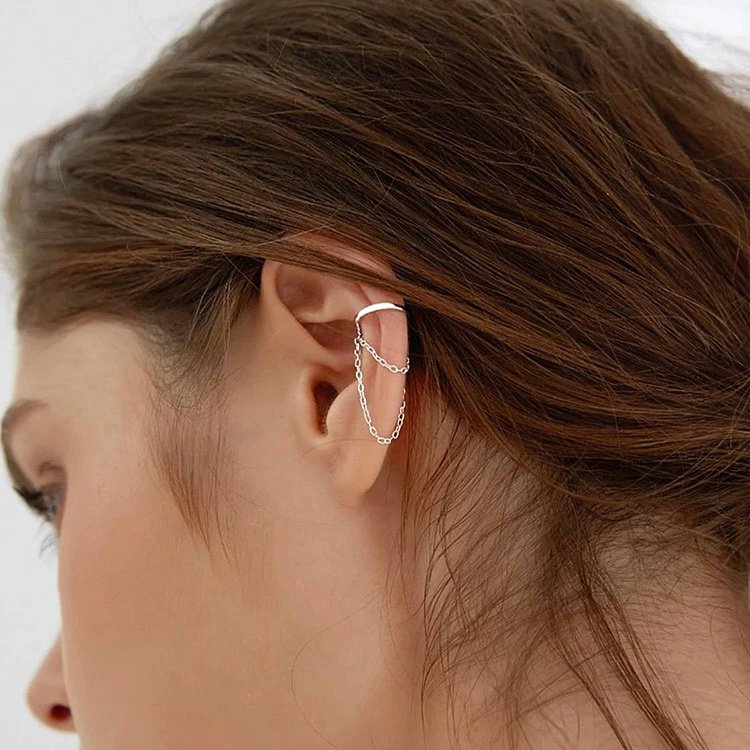 Срібна сережка - каффа з ланцюжками 123223 від ювелірного магазину Онікс - 3