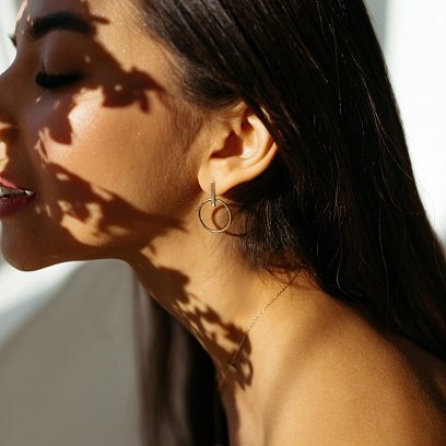 Золотые серьги - пусеты "Уверенность" с06695 №9