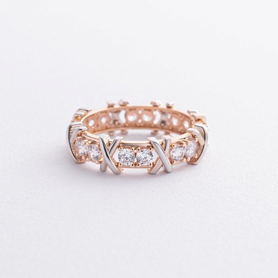 Кольцо "Rosie" с фианитами (красное, белое золото) к08191 №3