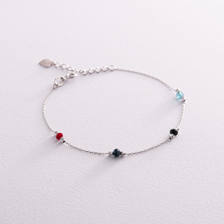 Серебряный браслет (разноцветные фианиты) 141460 от ювелирного магазина Оникс