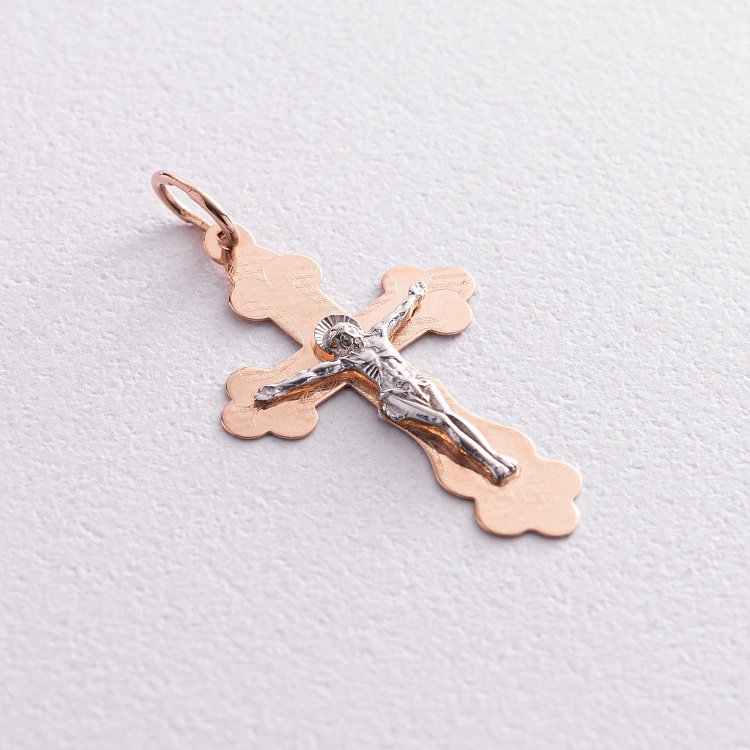 Золотий хрестик "Розп'яття. Спаси і збережи" п01189 від ювелірного магазину Онікс