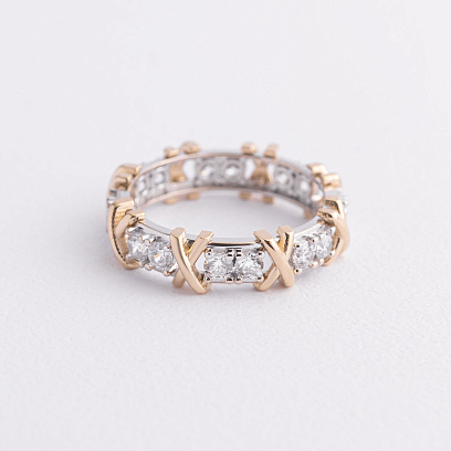 Кольцо "Rosie" с фианитами (белое, желтое золото) к08398 №2