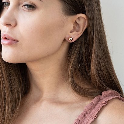 Золоті сережки - пусети "Кульки" (0.8 см) с06957 №2