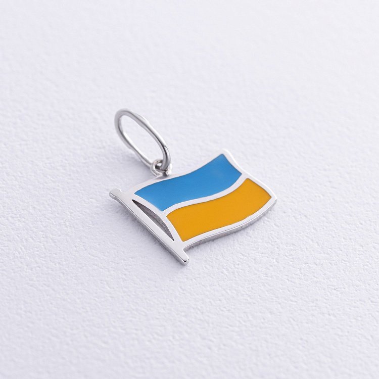 Срібна підвіска "Прапор України" з емаллю 131781 від ювелірного магазину Онікс