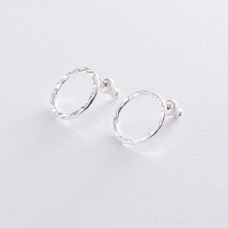 Серебряные серьги "Мерцание" (1.6 см) 122707 от ювелирного магазина Оникс - 4