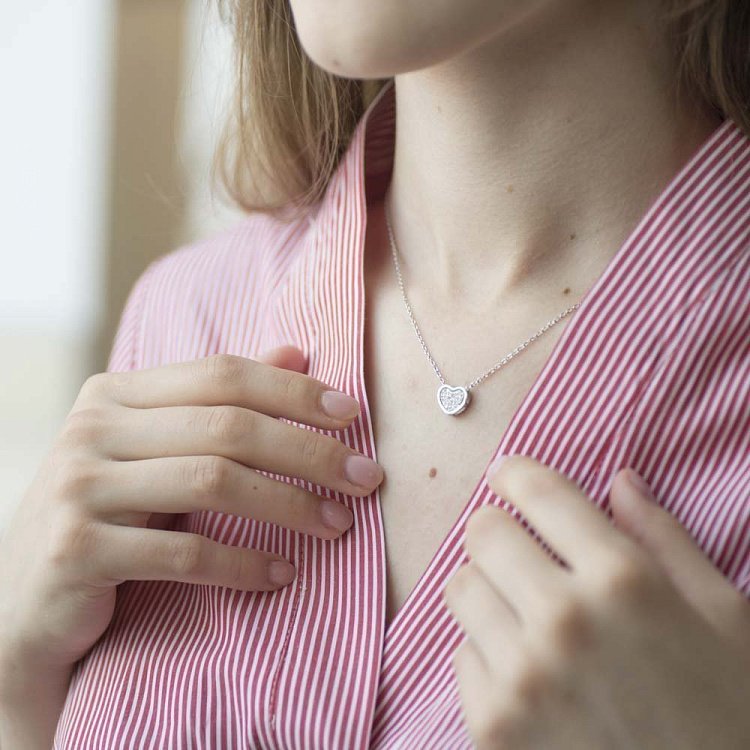 Срібне кольє з сердечком (фіаніти) 18648 від ювелірного магазину Онікс - 11