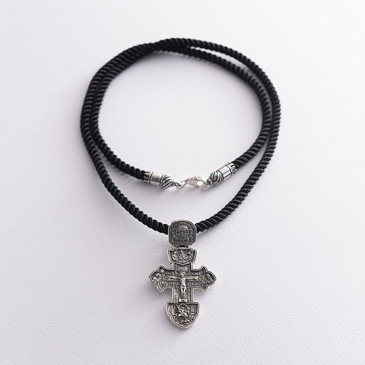 Серебряный православный крест (чернение) 132735 - 5 Серебряный православный крест (чернение) 132735 от ювелирного магазина Оникс - 5