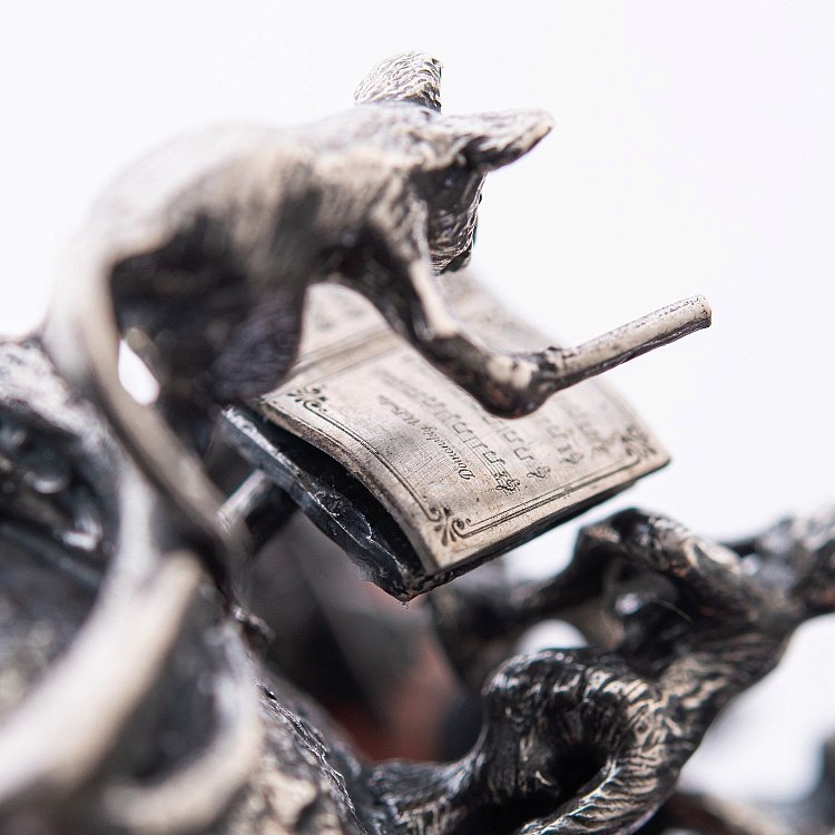 Серебряный футляр "Оркестр котов" ручной работы 23119 от ювелирного магазина Оникс - 5