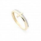 Золотое кольцо с крестиком (фианиты) к05488 от ювелирного магазина Оникс