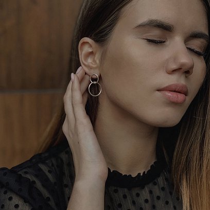 Сережки - пусети "Кільця" в сріблі 122629 №5