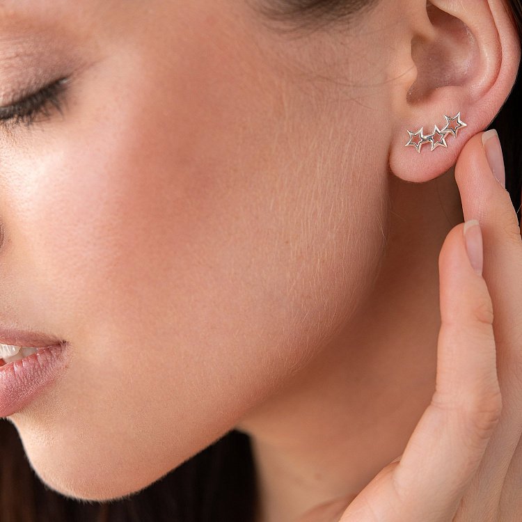 Серебряные серьги - пусеты "Звездочки" 123021 от ювелирного магазина Оникс