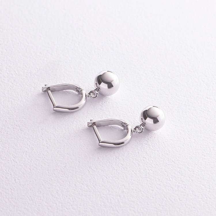 Серьги "Шарики" в белом золоте с07977 от ювелирного магазина Оникс - 2