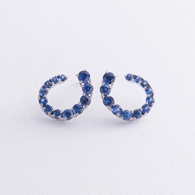 Золотые серьги - пусеты "Саманта" (сапфиры) сб0495gl от ювелирного магазина Оникс