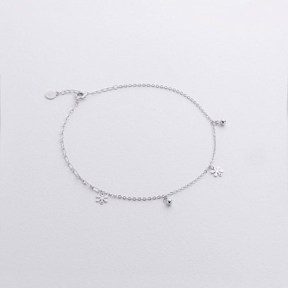 Серебряный браслет "Цветочки" на ногу 141767