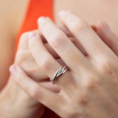 Золотое кольцо "Круговорот" (тройное) к07642 №9