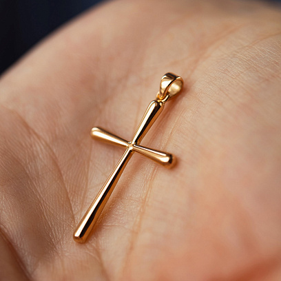 Хрестик у червоному золоті п04015 №4