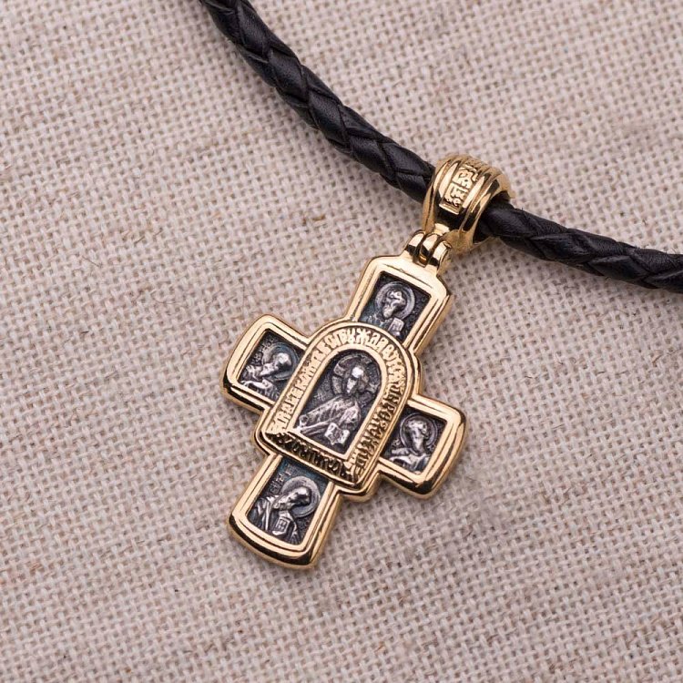 Православный крест "Господь Вседержитель. Иверская икона Божией Матери и восемь святых " 131674 от ювелирного магазина Оникс