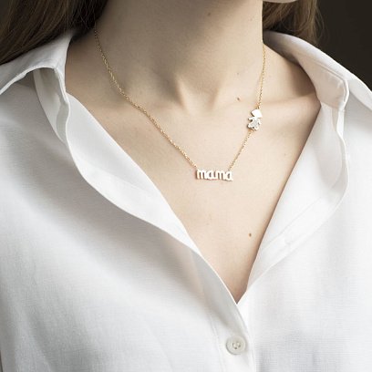 Золоте кольє "Mама" з хлопчиком (фіаніт) кол01011 №4