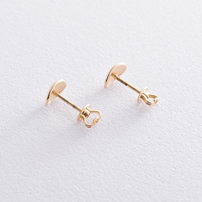 Золотые серьги - пусеты "Овальные" с06812 №3