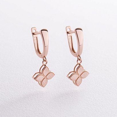 Серьги "Клевер" в красном золоте с08457