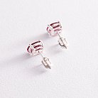 Серебряные серьги - пусеты с розовыми фианитами 123193 от ювелирного магазина Оникс - 2