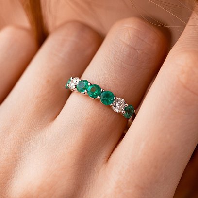 Золотое кольцо с изумрудами и бриллиантами кб0374nl №12