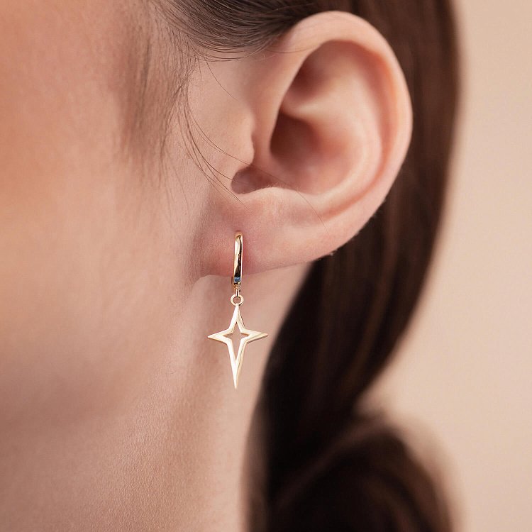 Серьги "Полярная звезда" в желтом золоте с08332 от ювелирного магазина Оникс - 1